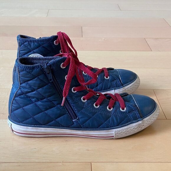 Kids Converse Chuck Taylor All Star High Top Sneakers Youth 5 Navy Zipper - Picture 2 of 14